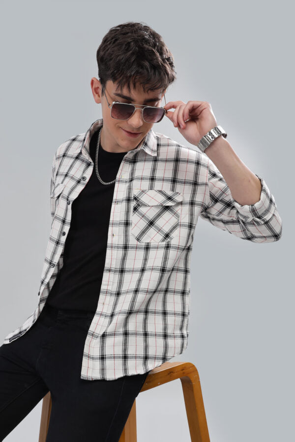 Luxury WHITE BOARD CHECK JUTE SHIRT