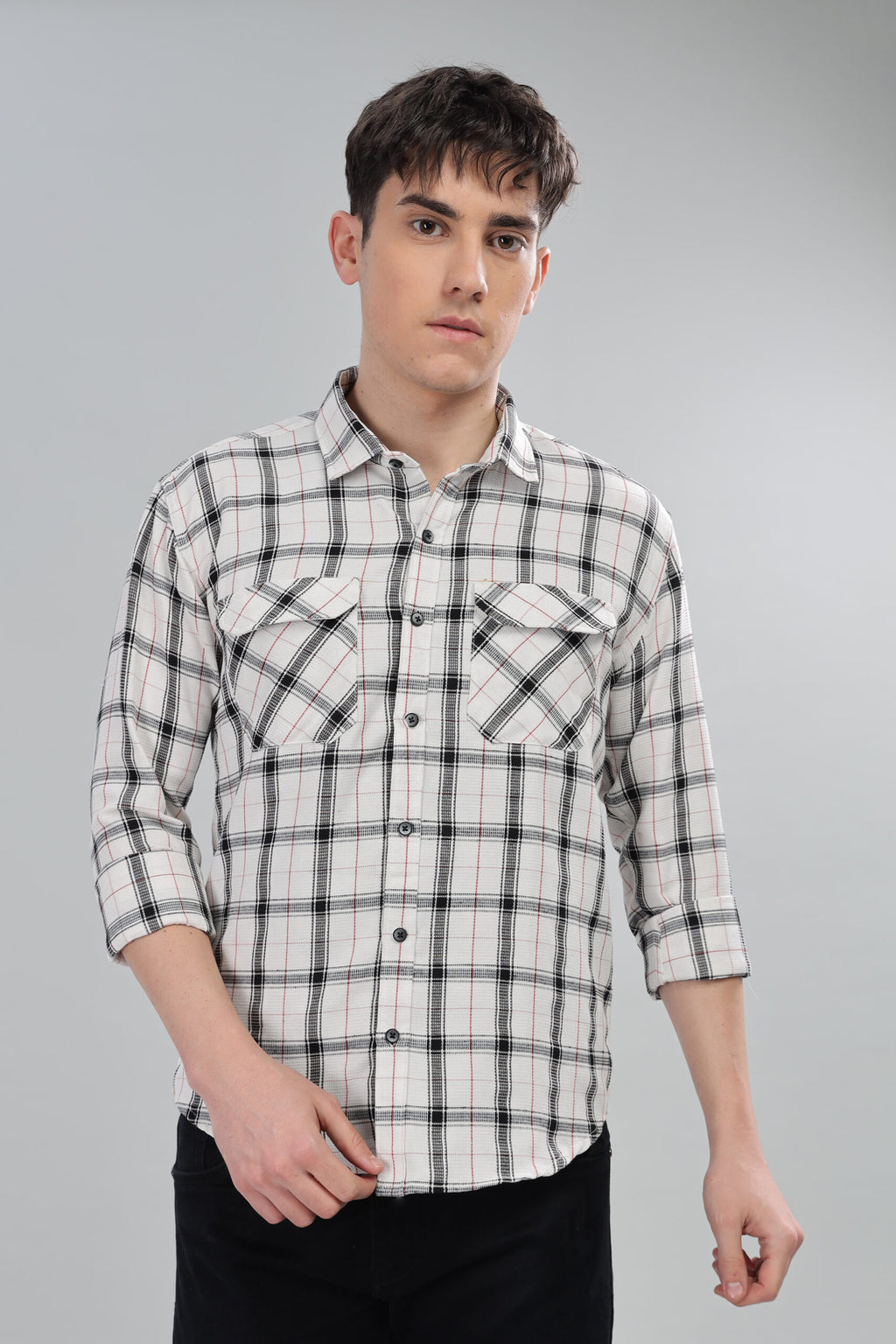 Luxury WHITE BOARD CHECK JUTE SHIRT
