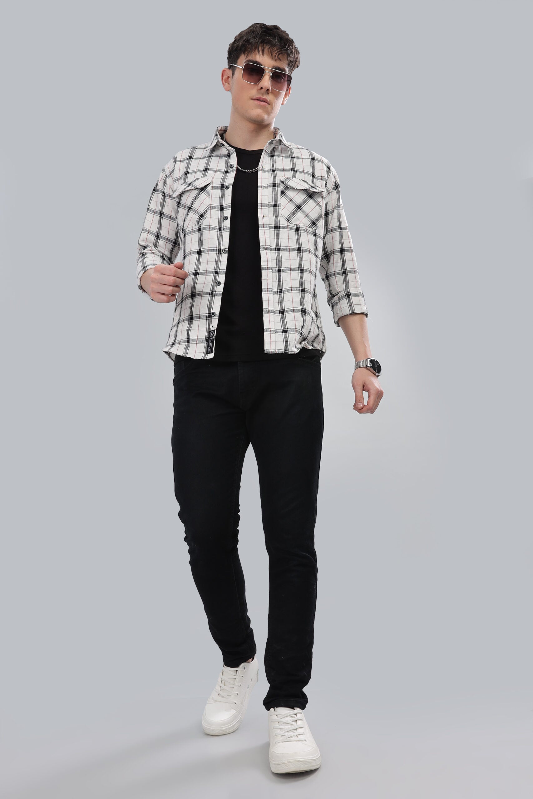 Luxury WHITE BOARD CHECK JUTE SHIRT