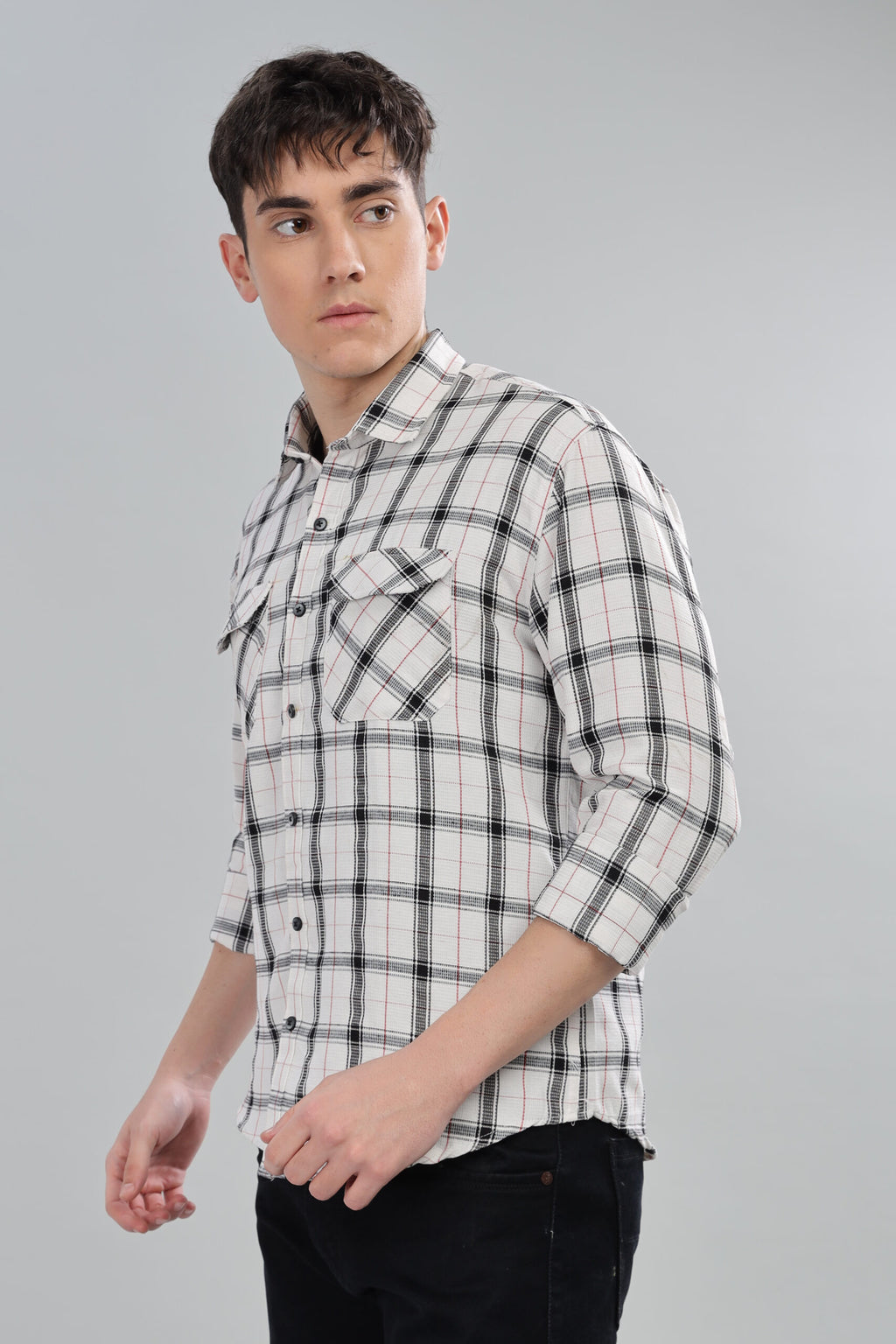 Luxury WHITE BOARD CHECK JUTE SHIRT