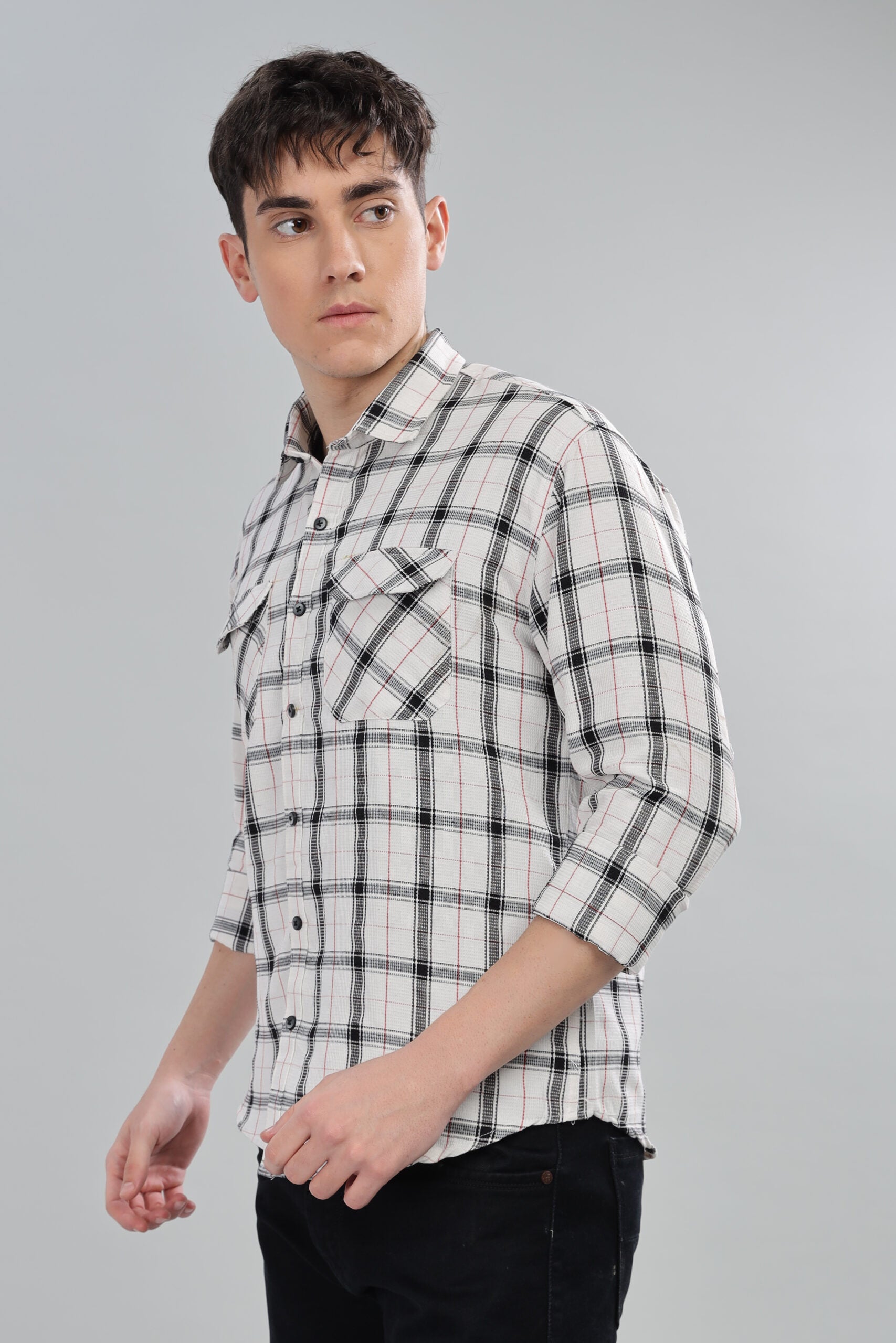 Luxury WHITE BOARD CHECK JUTE SHIRT