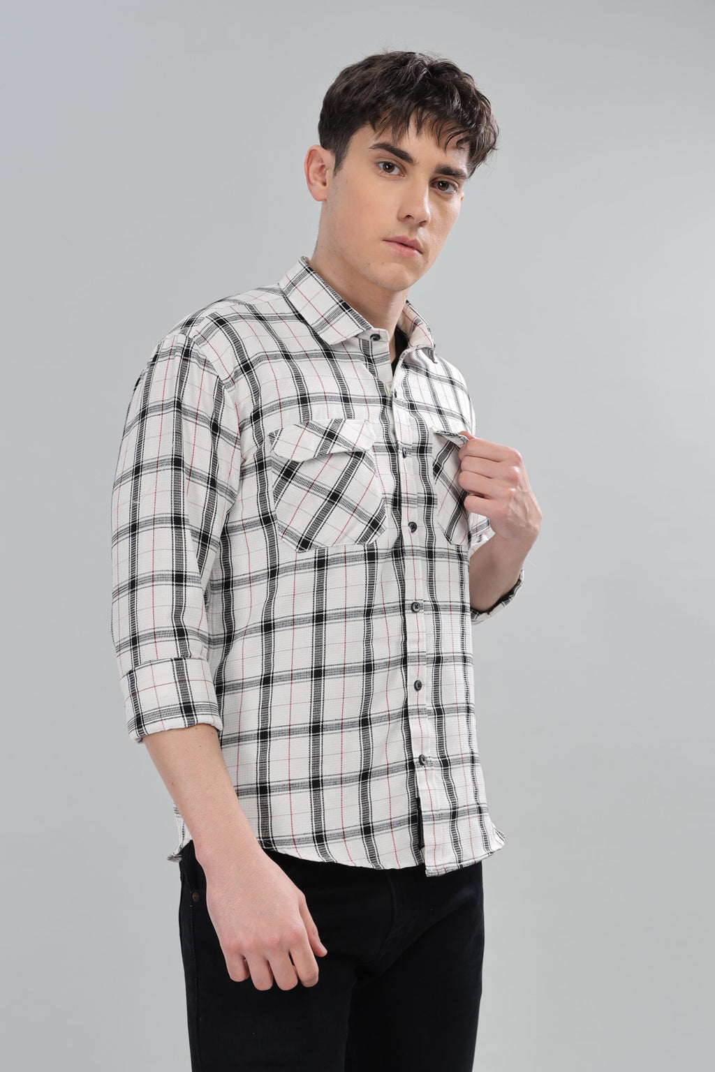 Luxury WHITE BOARD CHECK JUTE SHIRT