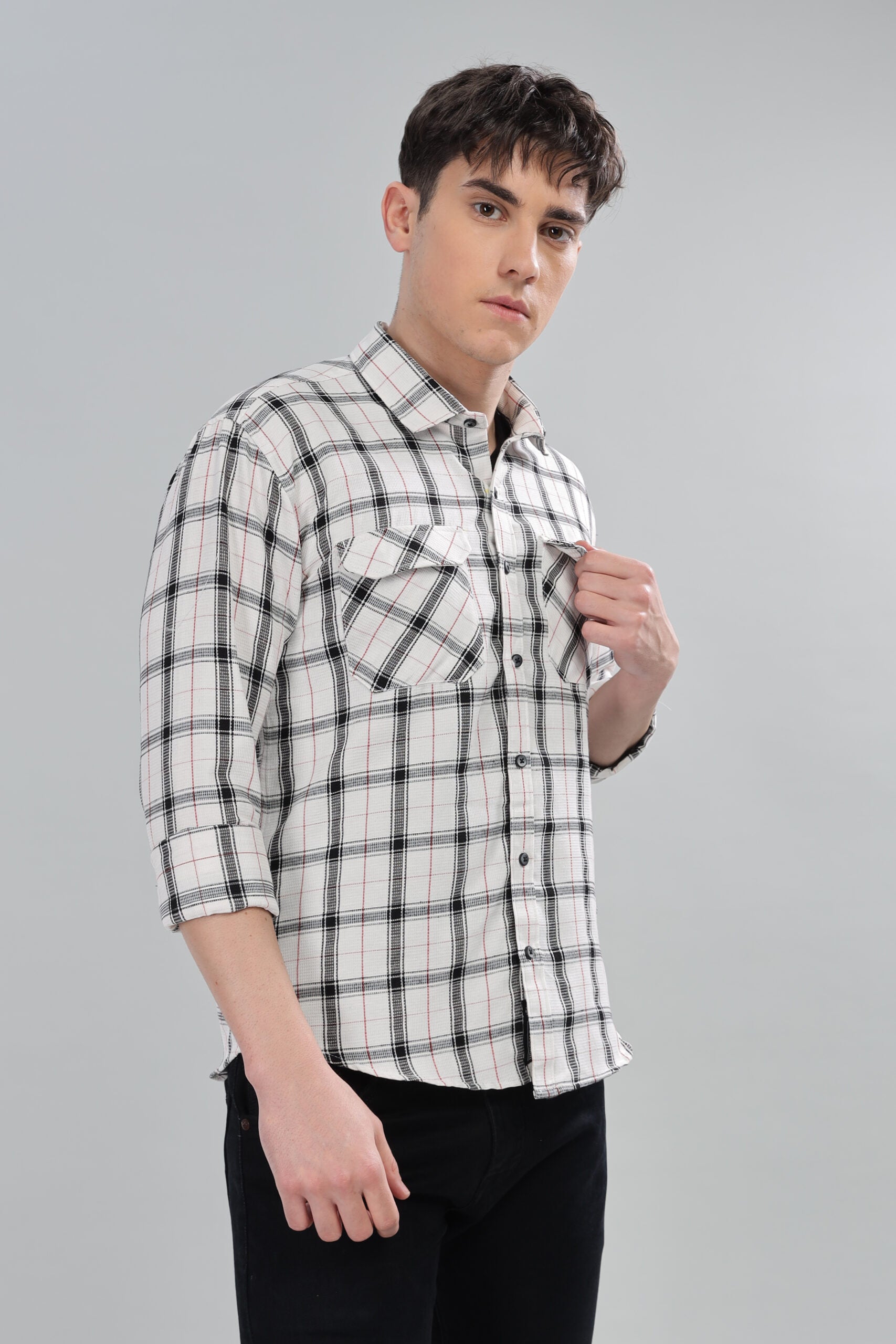 Luxury WHITE BOARD CHECK JUTE SHIRT