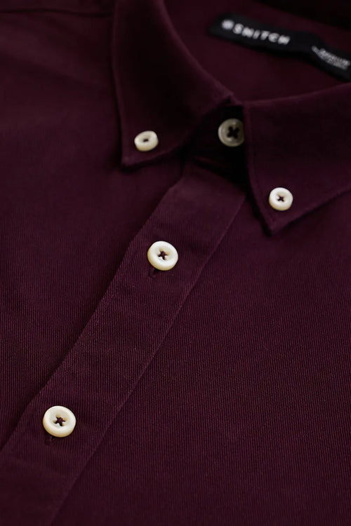 Burgundy Solid Twill Shirt